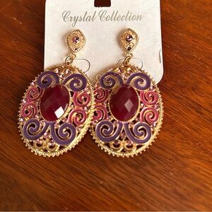 New Fashion Jewelry Women’s Gold and Purple Statement Earrings